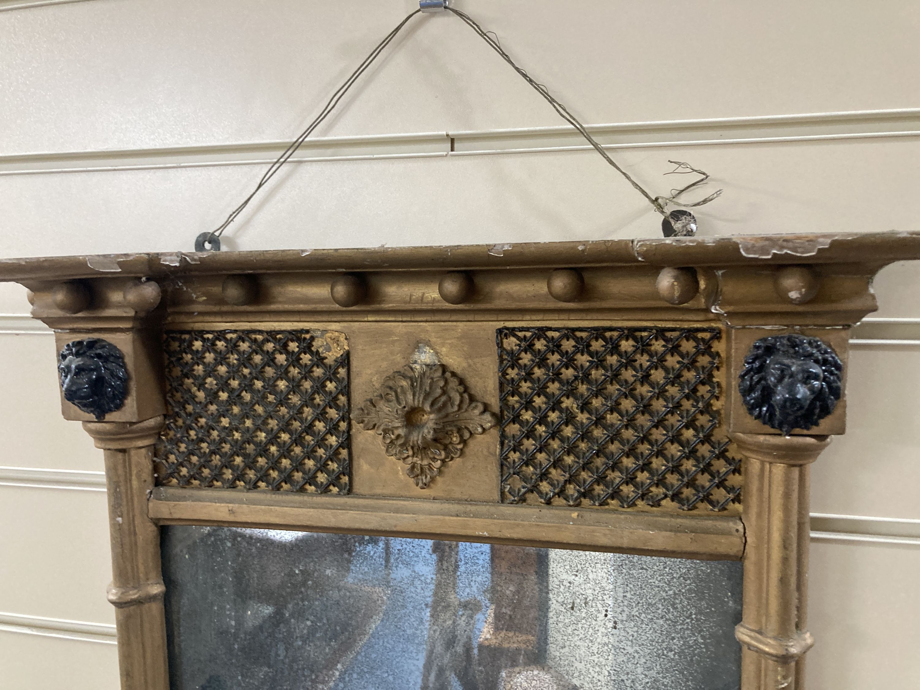 A Regency giltwood gesso pier glass, width 48cm, height 70cm